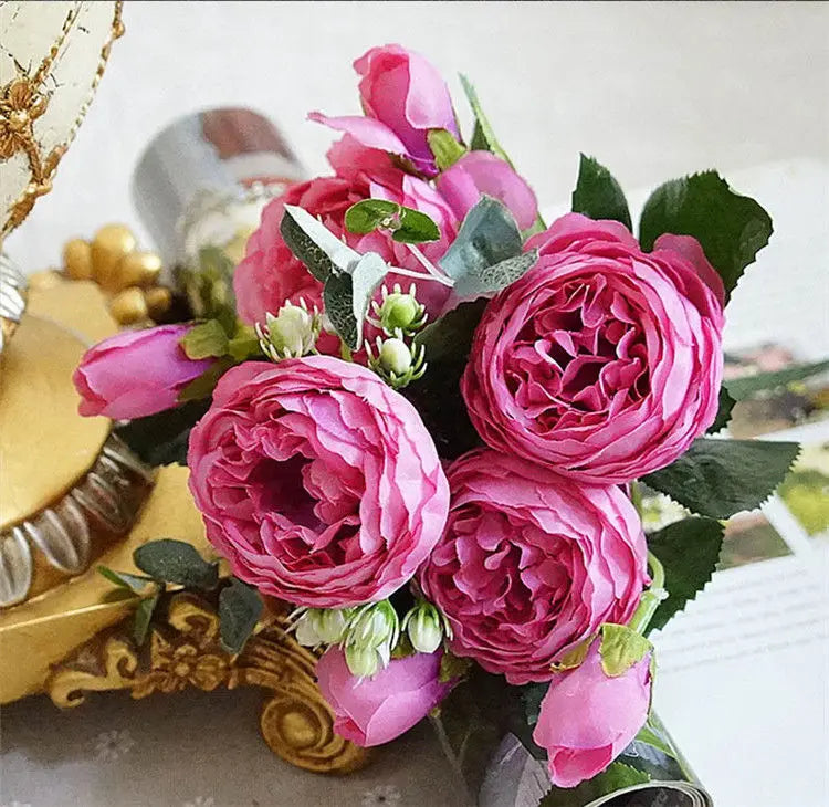 Bouquet Rose Pivoine Rose Fluo Artificielle