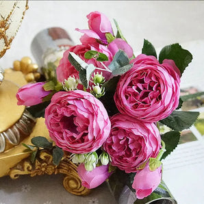 Bouquet Rose Pivoine Rose Fluo Artificielle