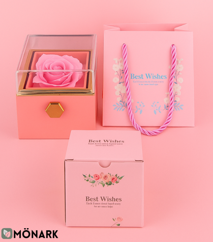 Coffret Rose Artificielle Rose
