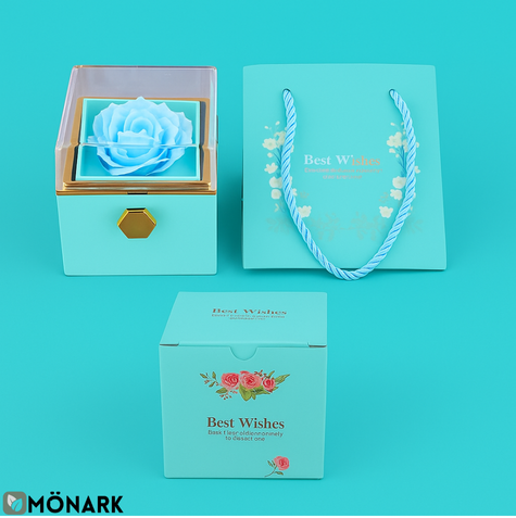 Coffret Rose Artificielle Bleue Clair