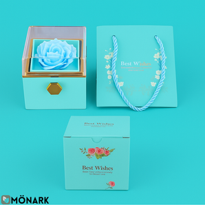 Coffret Rose Artificielle Bleue Clair