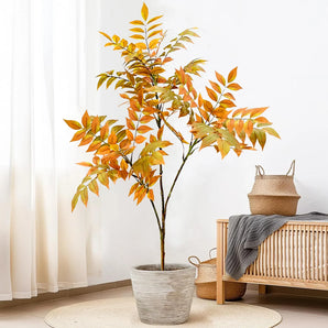 Ficus Orange et Vert Artificielle Sans Pot