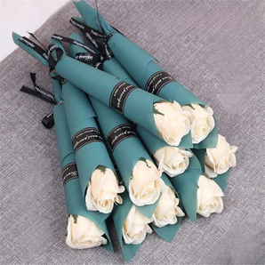 Lot de 10 Roses Champagne Artificielle