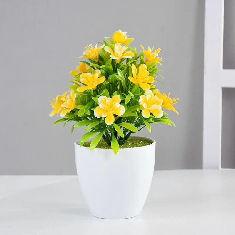 Petit Pot de Fleurs Artificielles Jaune