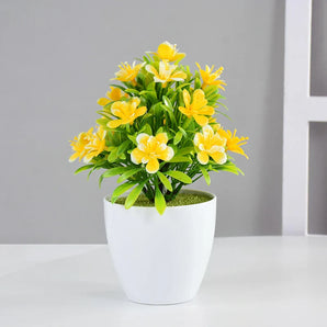 Petit Pot de Fleurs Artificielles Jaune