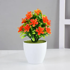 Petit Pot de Fleurs Artificielles Orange